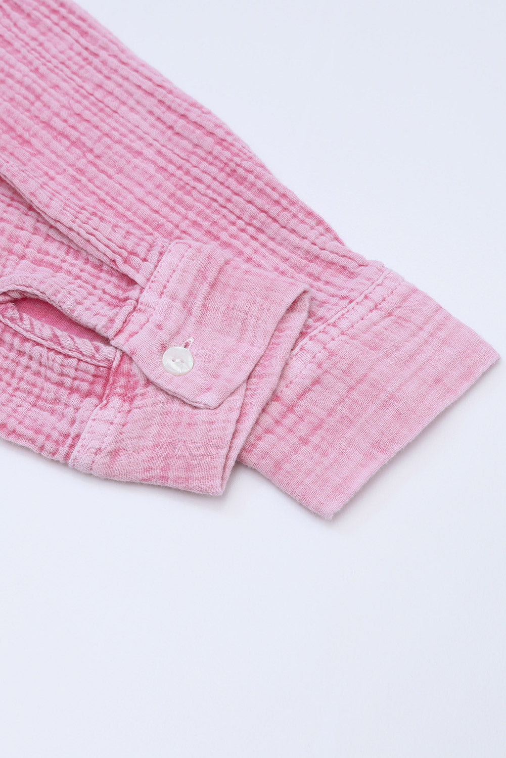 Pink Crinkle Textured Loose Henley Top