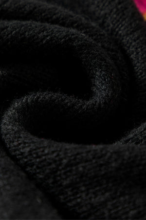 Black XOXO Glitter Print Round Neck Casual Sweater