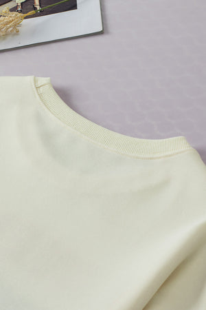 White LOVE MORE Chenille Graphic Long Sleeve Sweatshirt