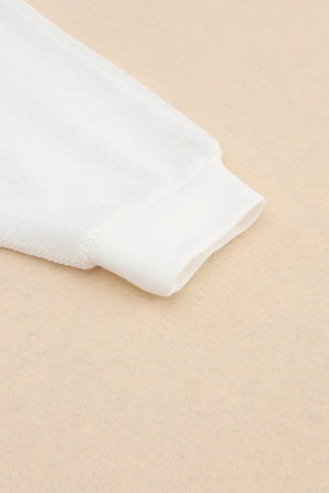 White Plus Size Long Sleeve Flap Pocket Henley Top