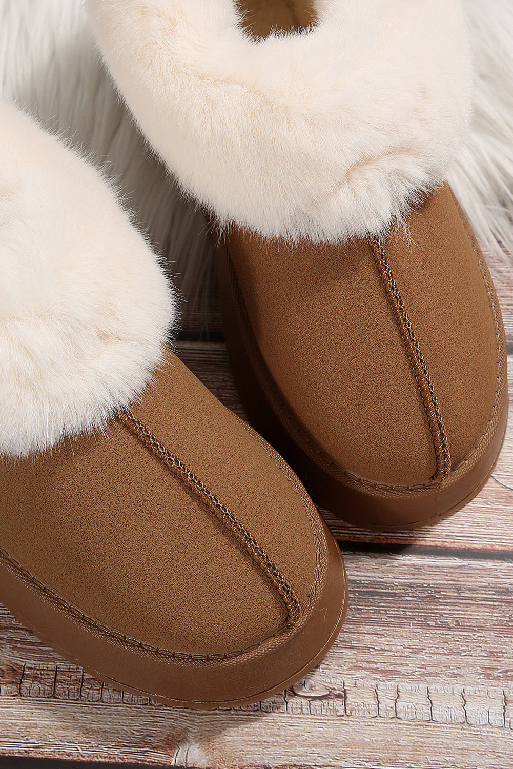 Chestnut Suede Contrast Print Plush Lined Snow Boots