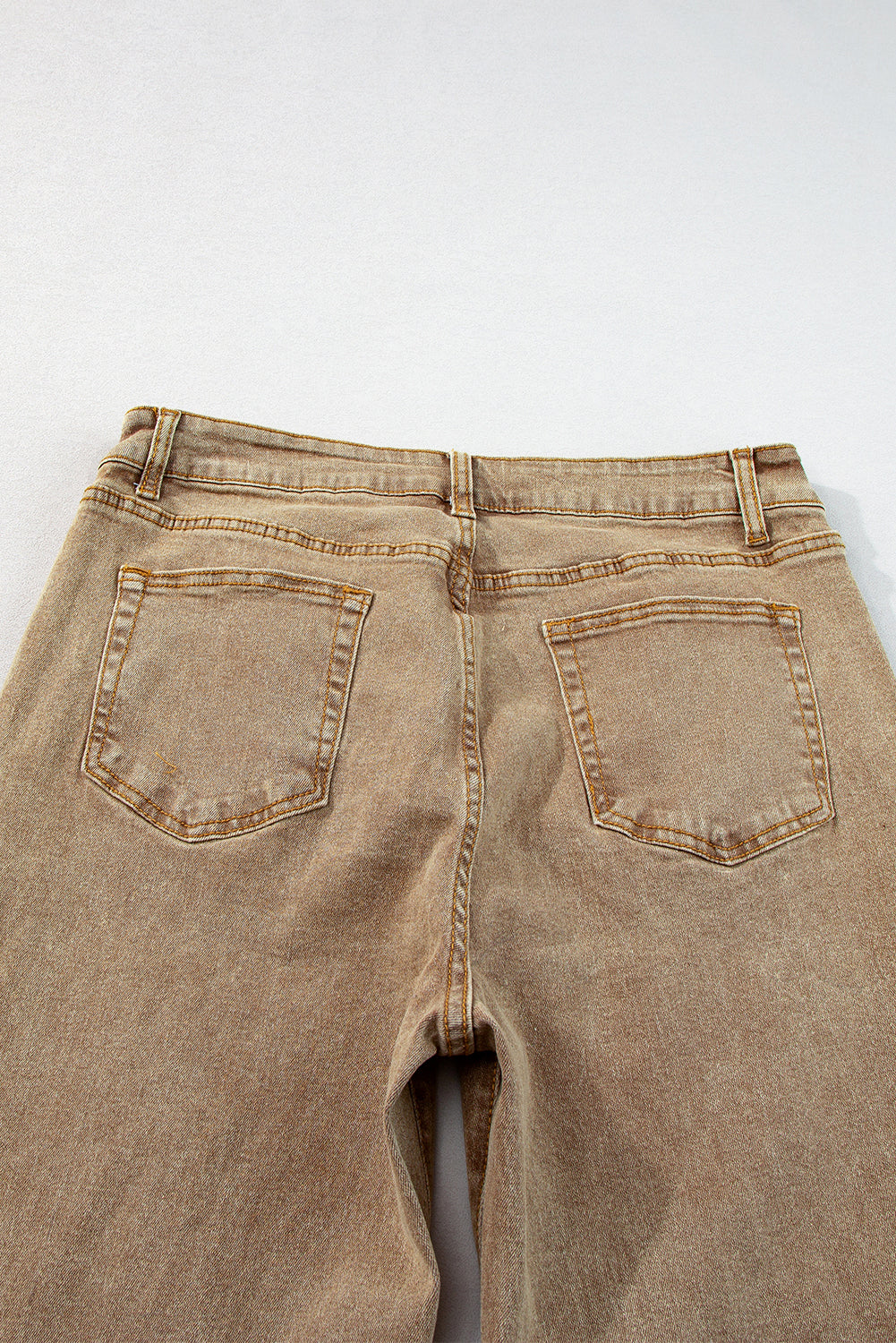 Light French Beige Acid Washed High Rise Cropped Wide Leg Jeans