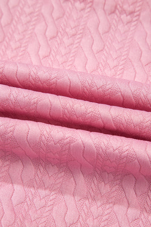 Pink Contrast Trim Textured Crewneck Tee and Pocketed Skirt Set