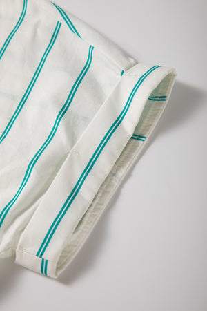 Mint Green St Patricks Striped Wide Short Sleeve Shift Mini Shirt Dress
