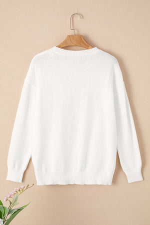 Black XOXO Glitter Print Round Neck Casual Sweater