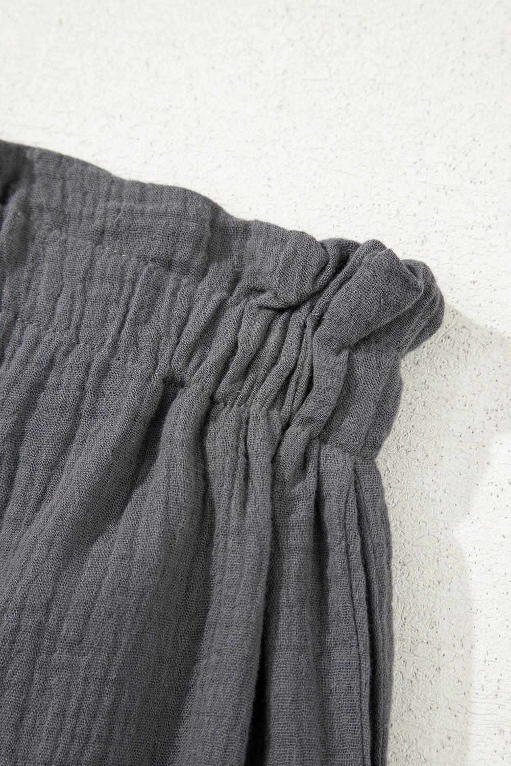 Dark Grey Cotton Gauze Paperbag Shorts