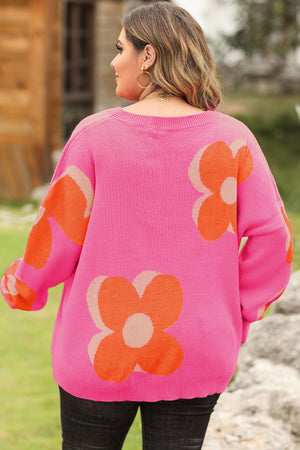 Flower Pattern Slouchy Sweater