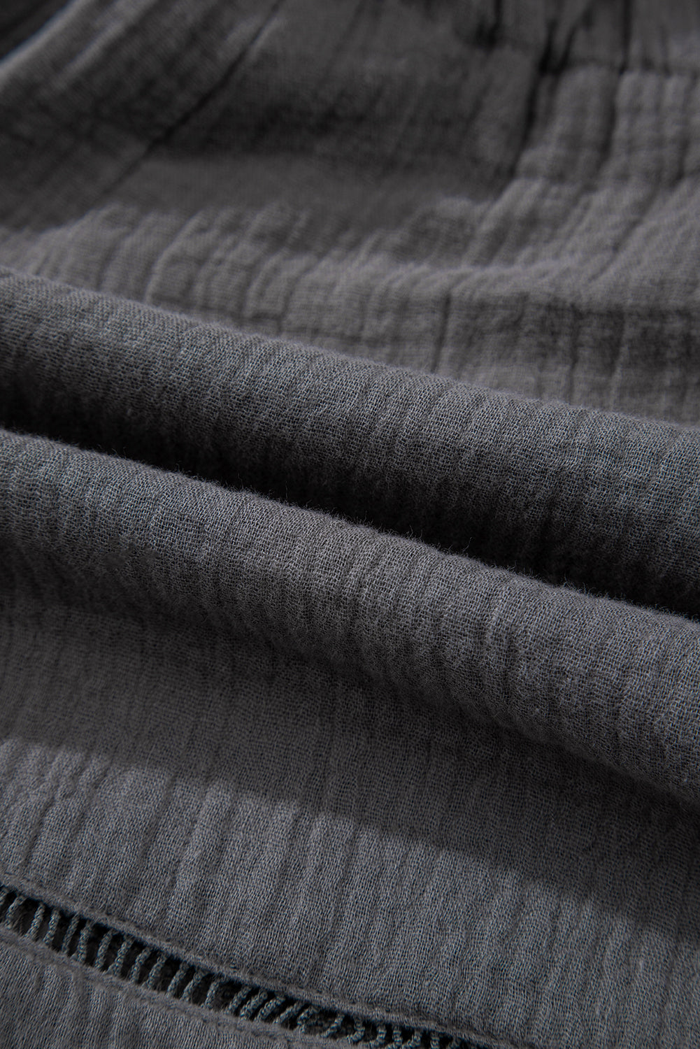 Dark Grey Cotton Gauze Paperbag Shorts