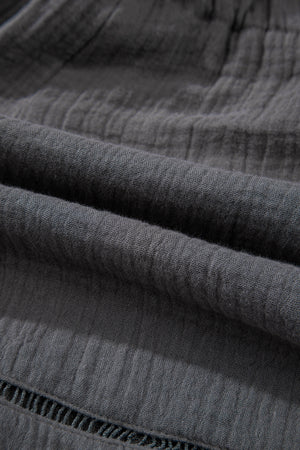 Dark Grey Cotton Gauze Paperbag Shorts